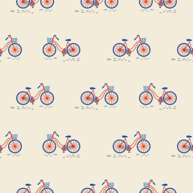 Retro bisikletle ön tekerlek seamless modeli depo gözüyle.