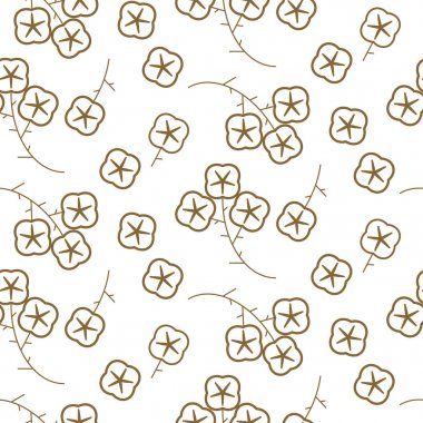 Pamuk bitki altın çizgi çiçek seamless modeli.