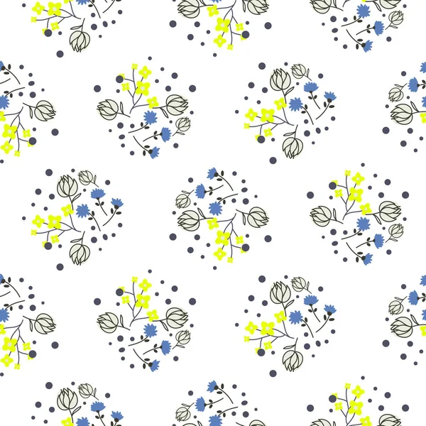 Millefleurs fleurs miniatures et branches motif vectoriel sans couture . — Image vectorielle