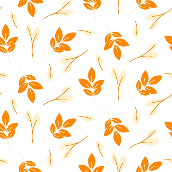 Rustic fall orange leaves seamless pattern. — Stock Vector