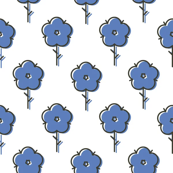 Modèle vectoriel audacieux simple sans couture de fleur de style scandinave bleu géométrique . — Image vectorielle