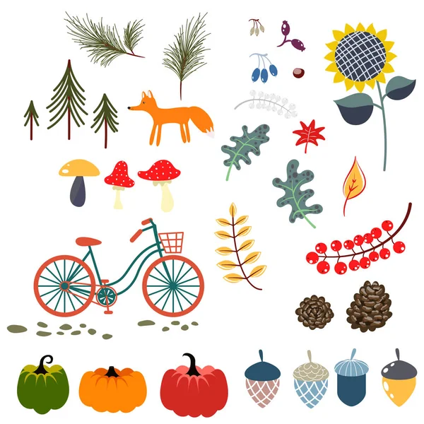 Autumn fall clip art vector illustrations. — Stock Vector
