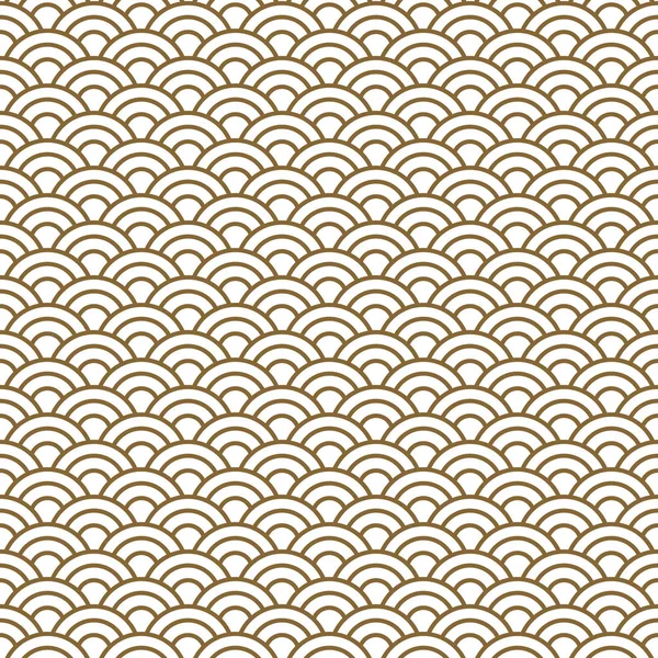 Japanische Welle traditionelle Vektor nahtlose Muster in Gold Linie Farbe Stil. — Stockvektor