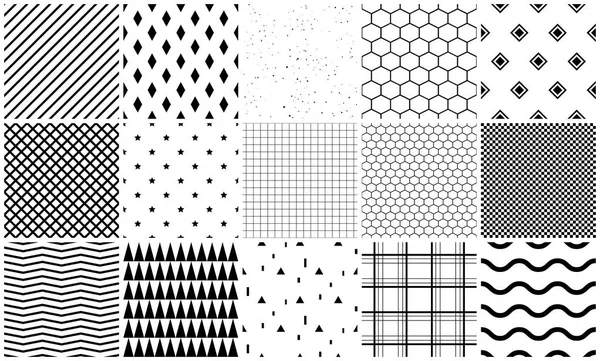 Ensemble vectoriel de motifs sans couture de textures géométriques . — Image vectorielle