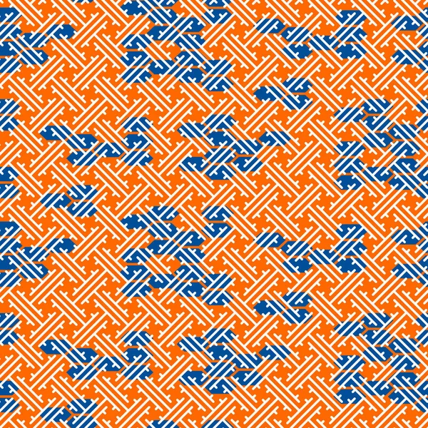 Japanska mönster i blått och orange färger. — Stock vektor