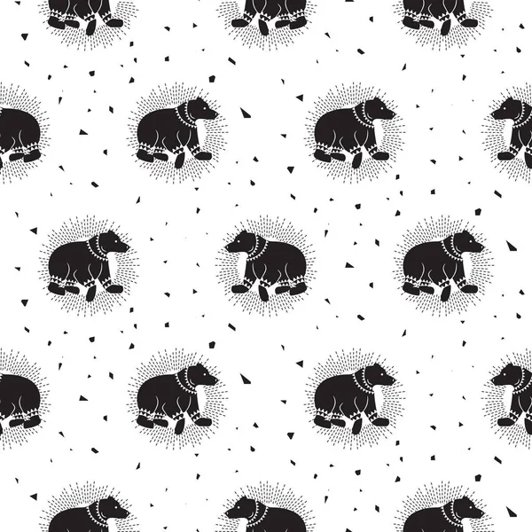 Oso blanco y negro tribal patrones vectoriales sin costura . — Vector de stock