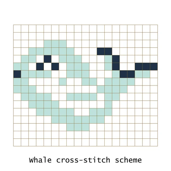 Korsstygn pixel art butterfly whale djur vektor inställd. — Stock vektor