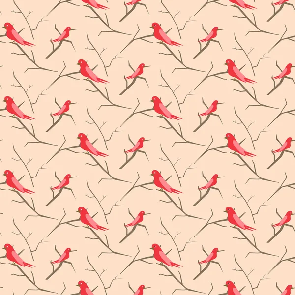 Kuşlarda dalları pembe sevimli model sorunsuz vektör.