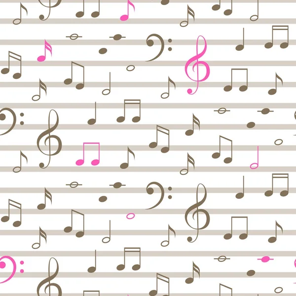 Notas musicales patrón de rayas vectoriales sin costuras . — Archivo Imágenes Vectoriales