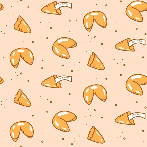 Fortune cookie seamless vector pattern. — Stock Vector