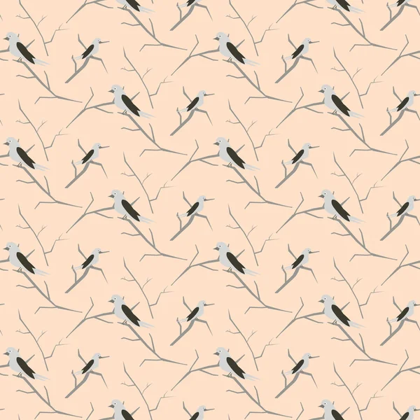 Kuşlarda dalları hafif pembe sevimli model sorunsuz vektör.