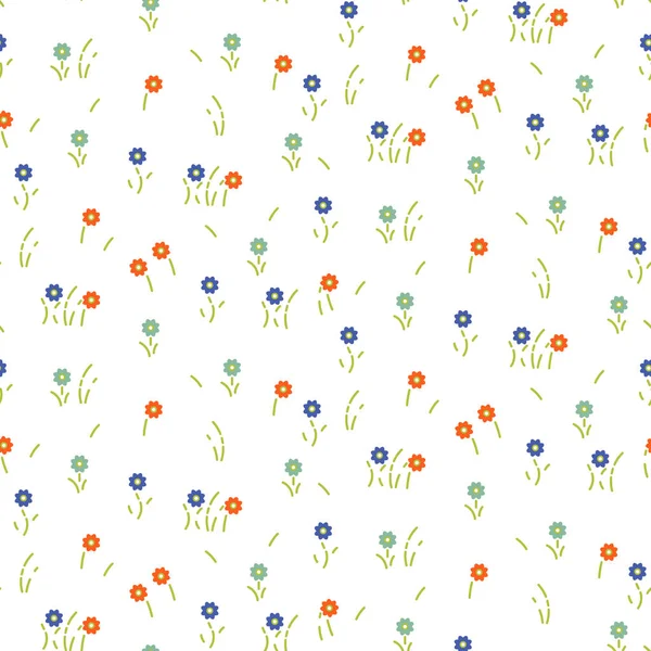 Petites fleurs ligne floral motif tendre vecteur sans couture . — Image vectorielle