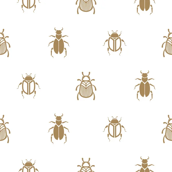 Beetle or et blanc vecteur motif sans couture pour l'impression . — Image vectorielle