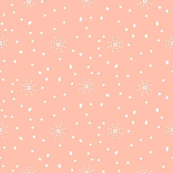 눈송이 분홍색 겨울 원활한 벡터 패턴. — 스톡 벡터