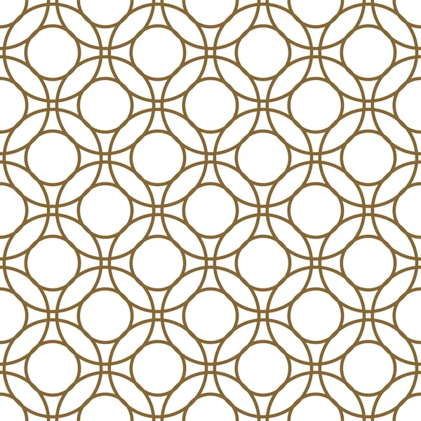 Gold und Weiß überlappende Kreise nahtloses Vektormuster. — Stockvektor