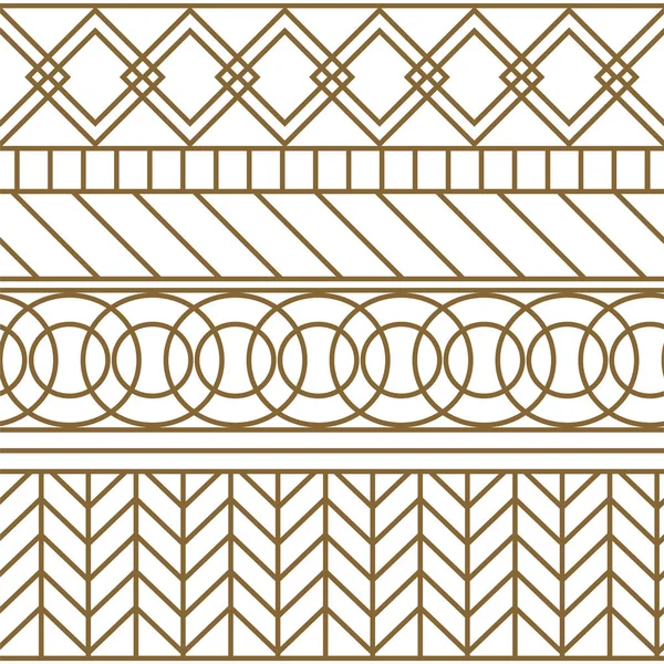 Gold and white geometric line seamless vector pattern. — Stock Vector