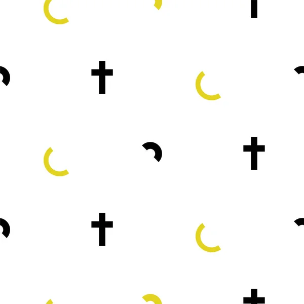 Cruz e lua preto e branco padrão escandinavo simples . —  Vetores de Stock
