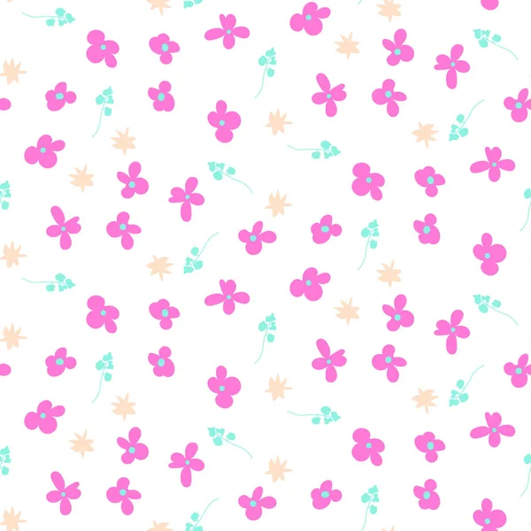 Millefleur roze kleine abstracte naadloze patroon. — Stockvector