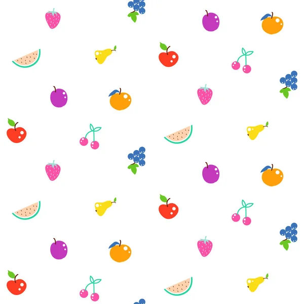 Lichte zomer sappig fruit cartoon naadloze patroon. — Stockvector