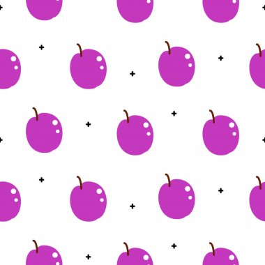 Parlak Erik Menekşe yaz sulu karikatür seamless modeli.