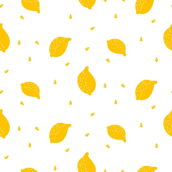 Lichte zomer sappige citroen cartoon naadloze patroon. — Stockvector