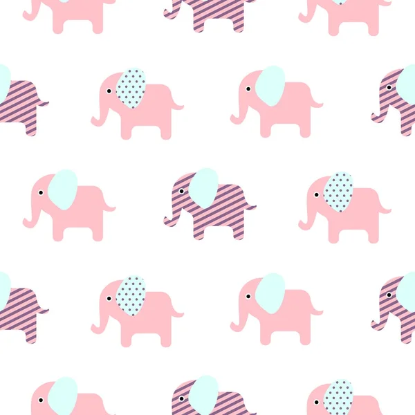 Lindo elefante dibujos animados bebé patrón sin costuras . — Vector de stock