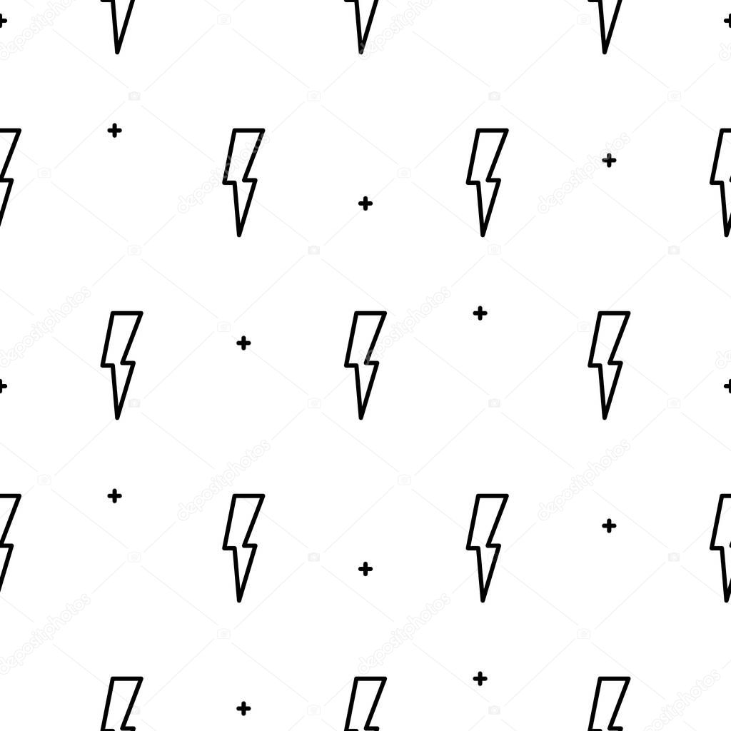 Doodle lightning seamless vector pattern.