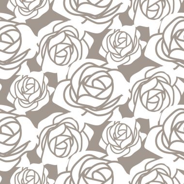 Beyaz kalın gül şablon vektör seamless modeli.