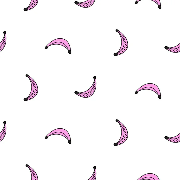 Nahtlose Bananenmuster Obst Doodle Stil Vektor. — Stockvektor