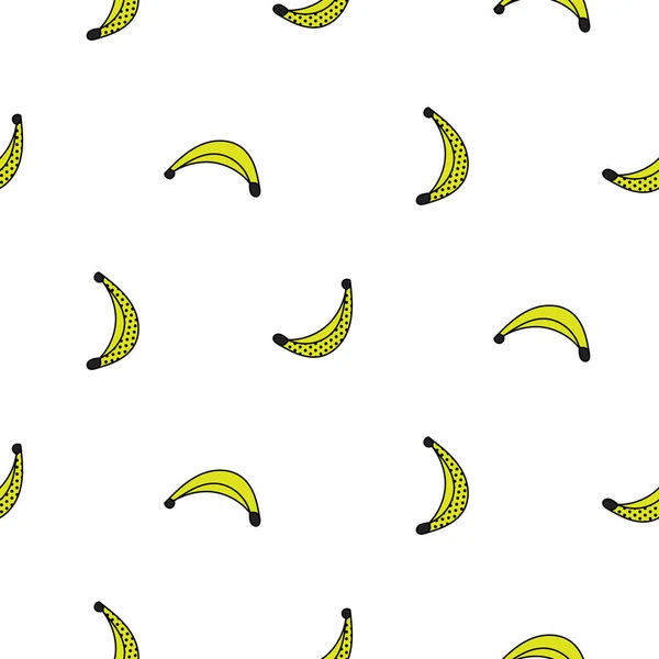 Seamless pattern with banana fruit doodle style vector. — Stock Vector
