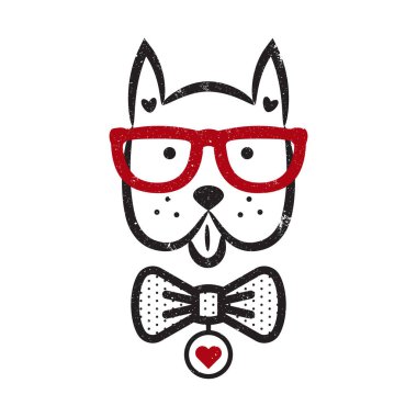 Şirin beyefendi köpek hipster tshirt tasarlamak vektör.