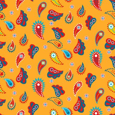 Paisley sarı Hint sorunsuz vektör desen.