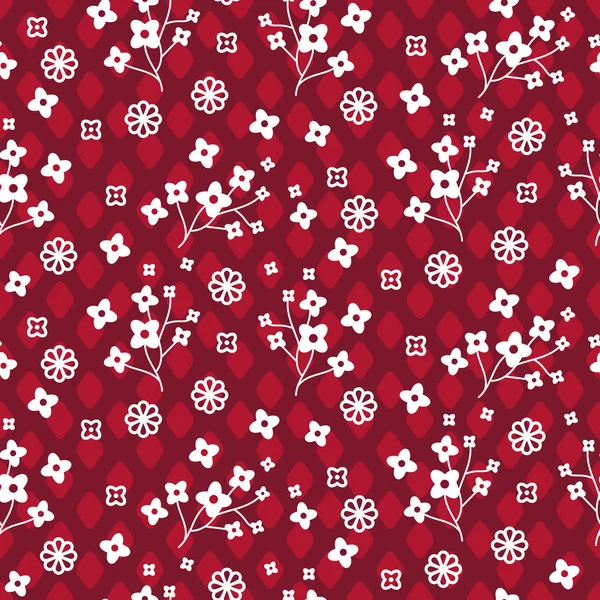 Tiny rojo color floral sin costura patrón de vector simple . — Archivo Imágenes Vectoriales