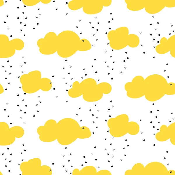 Nubes nevadas de color amarillo claro patrón de vectores sin costura . — Archivo Imágenes Vectoriales