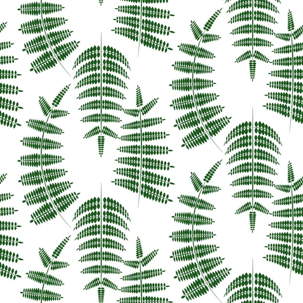 Fern green leaves seamless vector pattern. — Stock Vector