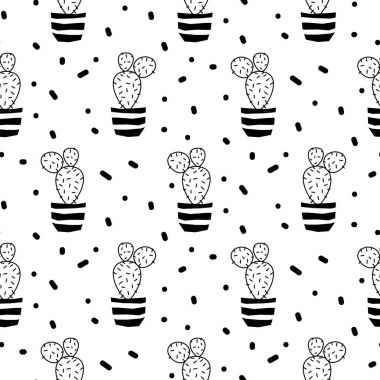 Kaktüs bitki pot Dikişsiz desen.