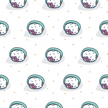 Ton balığı rulo suşi Dikişsiz beyaz desen.