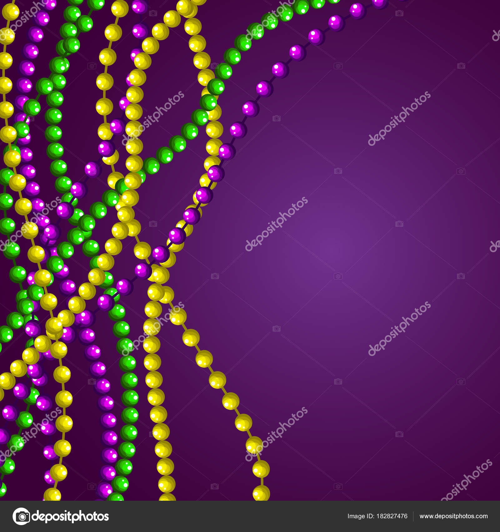 Mardi gras beads card vector purple background. Stock Vector by ©inides