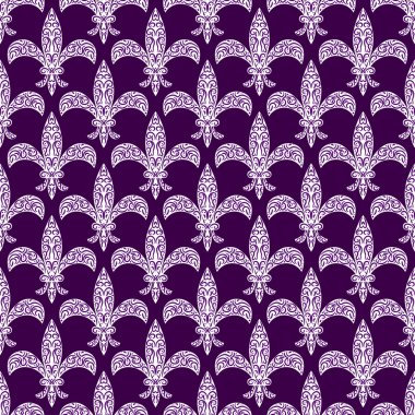 Mardi gras fleur de lys süslü vektör seamless modeli.