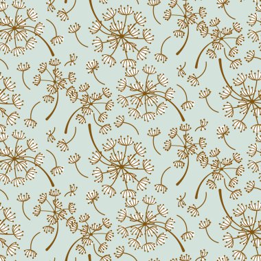 Kabarık karahindiba mavi pastel sorunsuz vektör desen.