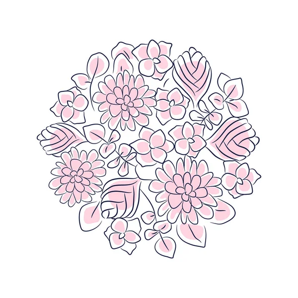 Rosette florale vecteur composition isolée . — Image vectorielle