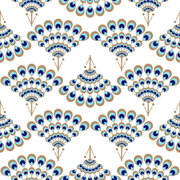 Tavus kuşu geometrik dalga fan sorunsuz vektör desen.