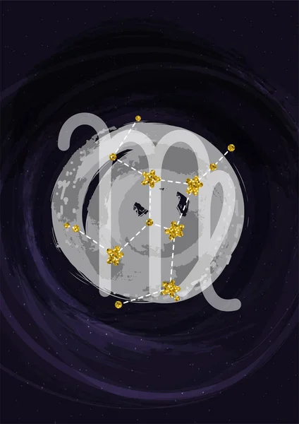 Zodiac Virgo skylt A4 tryck affisch med stjärnbild symbol. Vektor illustration banner. — Stock vektor