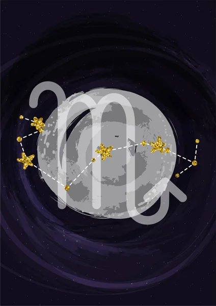 Zodiac Scorpio skylt A4 tryck affisch med stjärnbild symbol. Vektor illustration banner. — Stock vektor