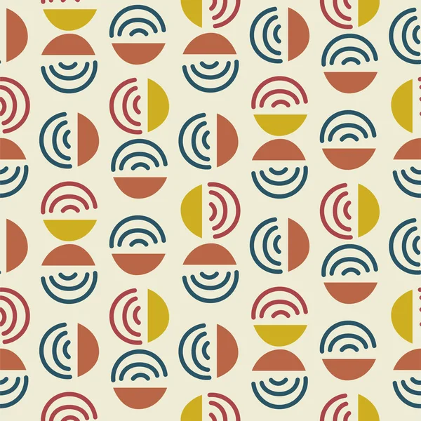 Cercle et lignes formes abstraites motif moderne sans couture. Bleu jaune fond de répétition pour l'emballage, le textile et la conception d'impression . — Image vectorielle