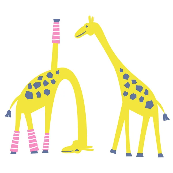 Niedliche Yoga-Giraffe isoliert Vektor Cartoon-Illustration. — Stockvektor