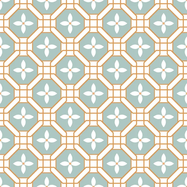 Blue Azulejos pattern portugal tile seamless pattern. Oriental ceramic tiles design pastel colors. — 스톡 벡터