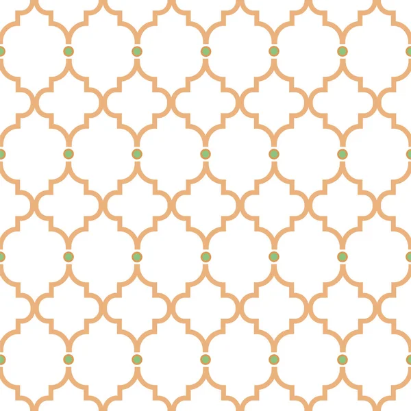 Quatrefoil gold lines seamless pattern. Oriental net tiles design classic decorative ornament. — Stock vektor