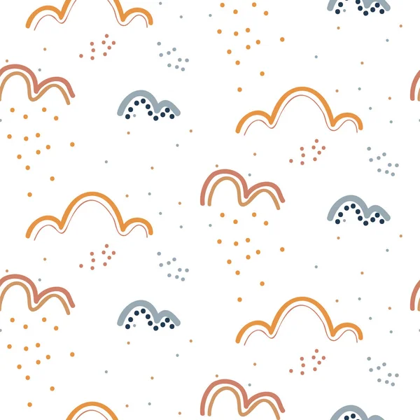 Lindo patrón sin costuras con nubes lluviosas dibujadas a mano. Textura de diseño para niños. Ilustración infantil . — Archivo Imágenes Vectoriales