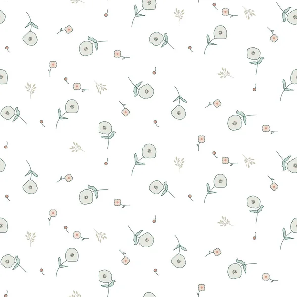 Floral seamless pattern with tiny flowers. Vector white background. — Stock Vector